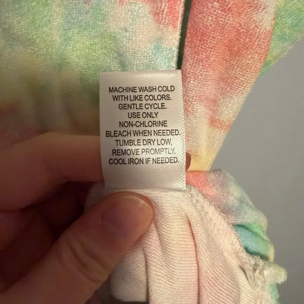Emerson Road Lullaby Tie Dye Pink Jersey Lined Terry Tank and Short Set sz M